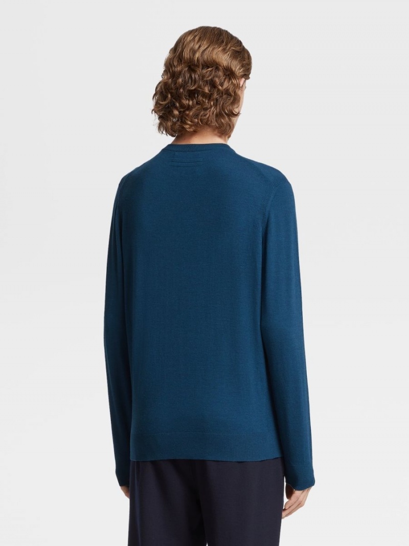 Turquoise Blue Zegna 12milmil12 Wool Crewneck | NWGXQPK-38