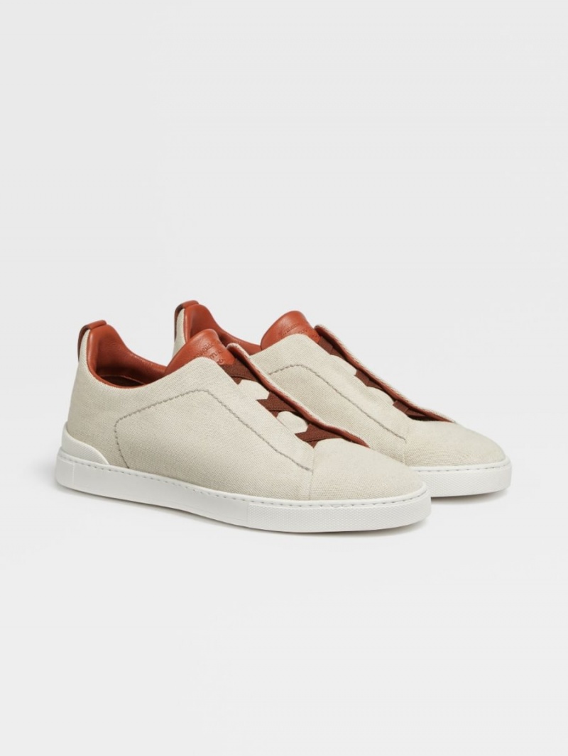 White Zegna Canvas Triple Stitch Sneakers | EDPOHIF-54
