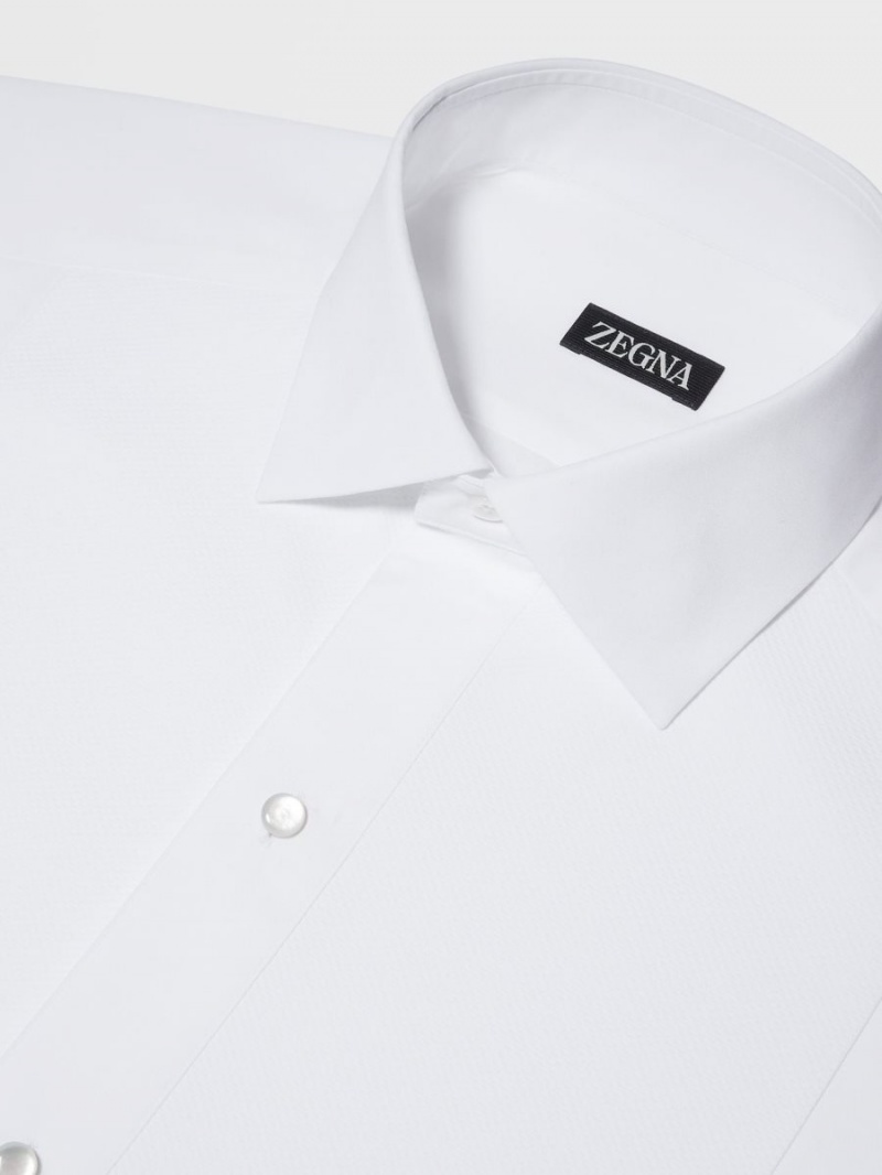 White Zegna Cotton Tuxedo Shirt | IWCYNTP-23