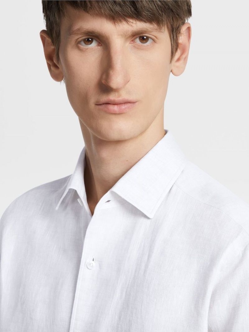 White Zegna Linen Shirt | TMAVHSQ-79