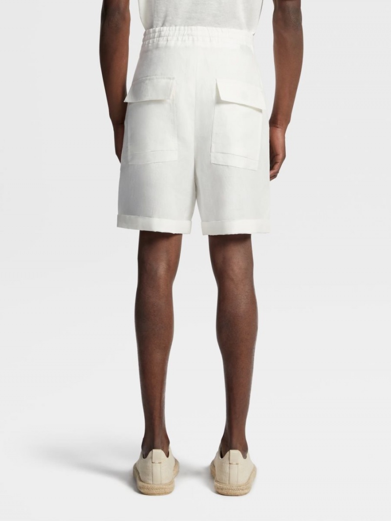 White Zegna Linen Shorts | AXHNKUV-90