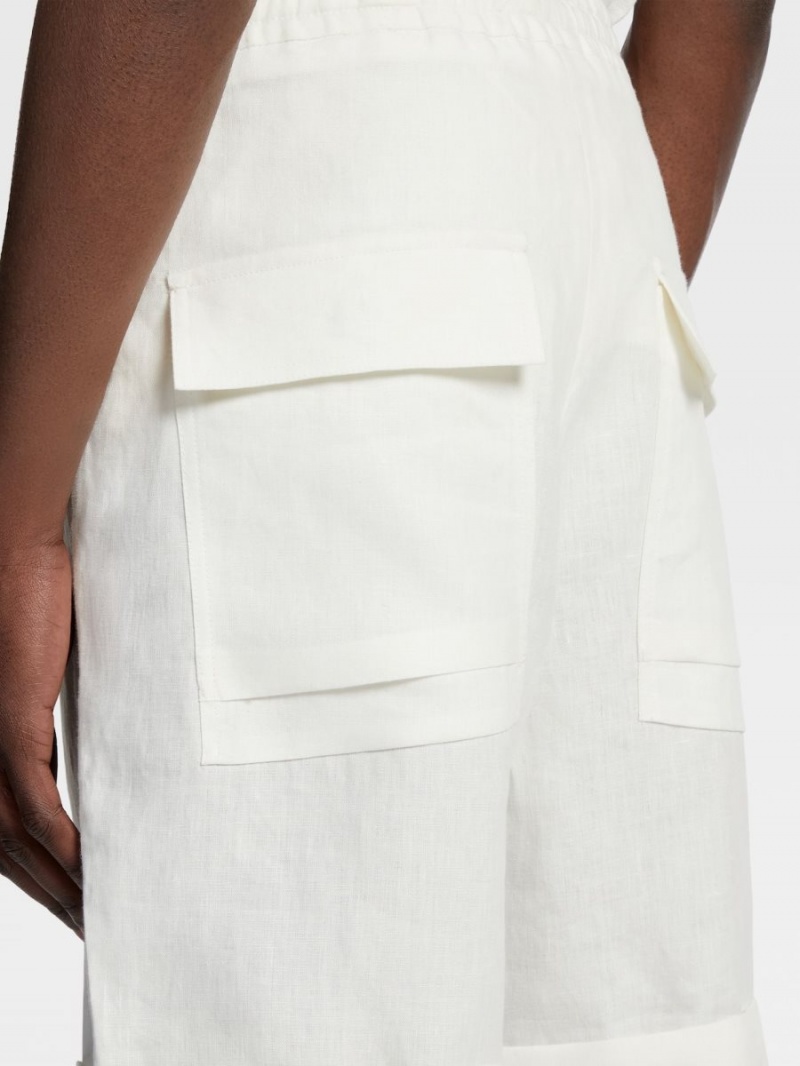 White Zegna Linen Shorts | AXHNKUV-90