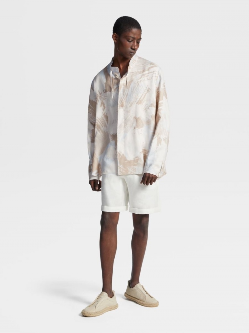 White Zegna Linen Shorts | AXHNKUV-90