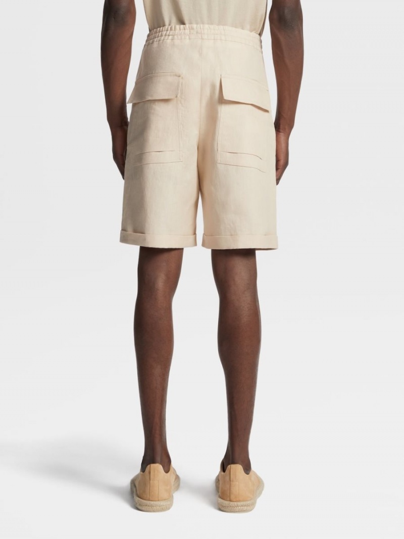 White Zegna Linen Shorts | ETVJFOG-48