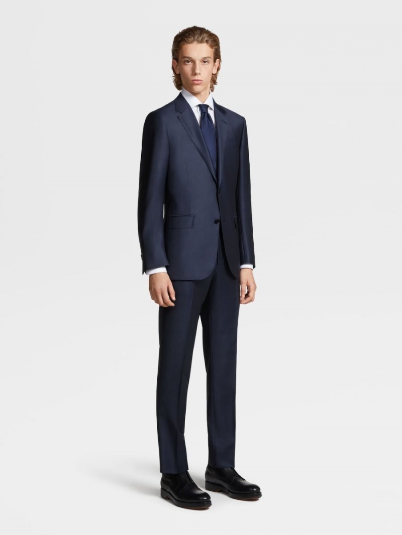 White Zegna Micro Herringbone Cotton Long-sleeve Tailoring Shirt | WQZKJSY-98