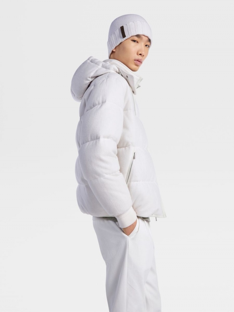 White Zegna Oasi Cashmere Ghiaccio Blouson | ZRXMAJY-62