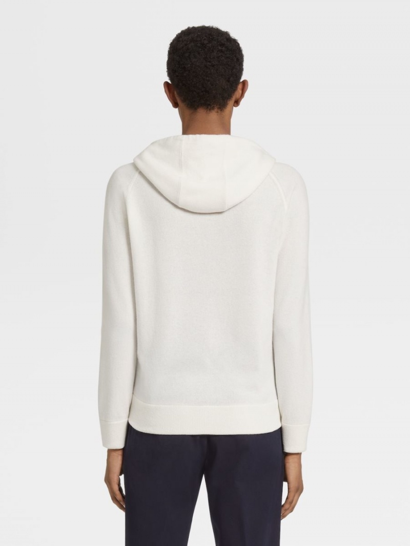 White Zegna Oasi Cashmere Hoodie | DSWAYZB-63