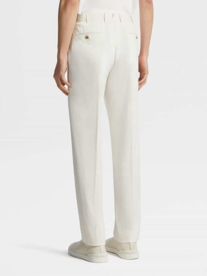 White Zegna Premium Cotton Pants | NALIGWS-83