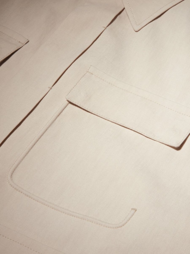 White Zegna Pure Linen Field Jacket | XWBFOIK-57