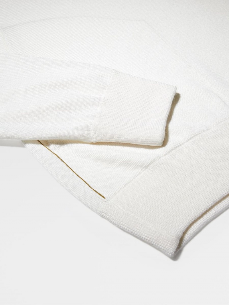 White Zegna Silk Cotton Cashmere And Linen Knit Hoodie | VFJIDYQ-27