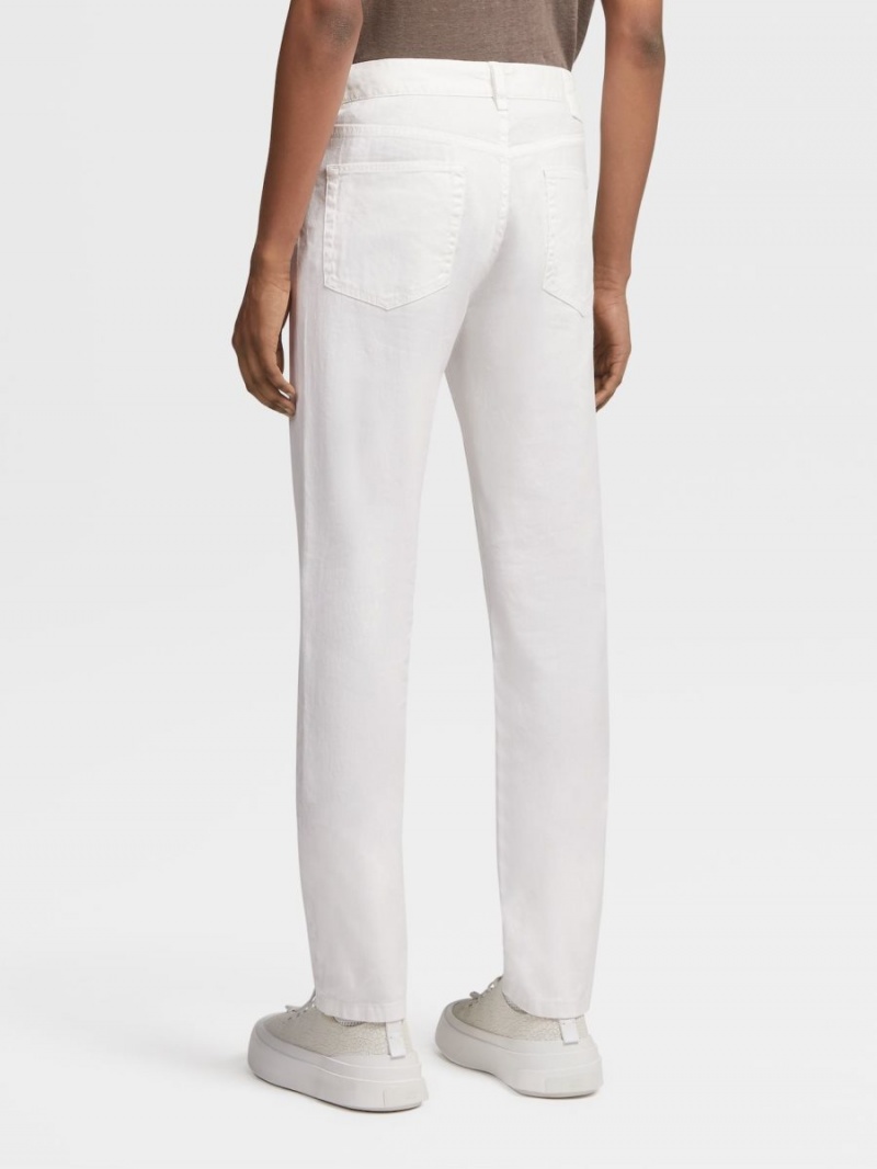 White Zegna Stretch Linen And Cotton Jeans | GYPKJOV-92