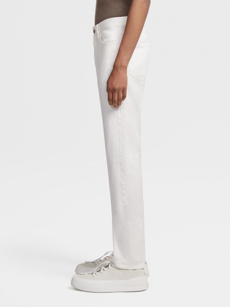 White Zegna Stretch Linen And Cotton Jeans | GYPKJOV-92