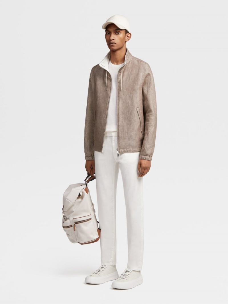 White Zegna Stretch Linen And Cotton Jeans | GYPKJOV-92