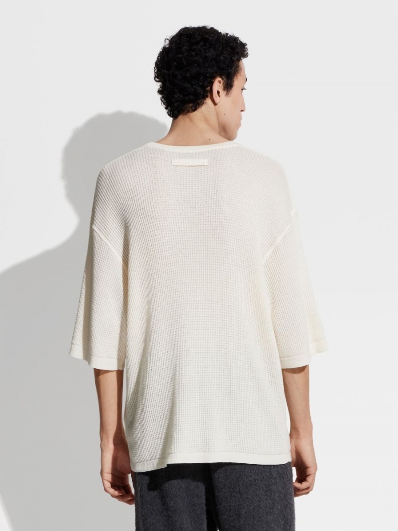 White Zegna The Elder Statesman Cotton And Cashmere T-shirt | AUJGXWD-92