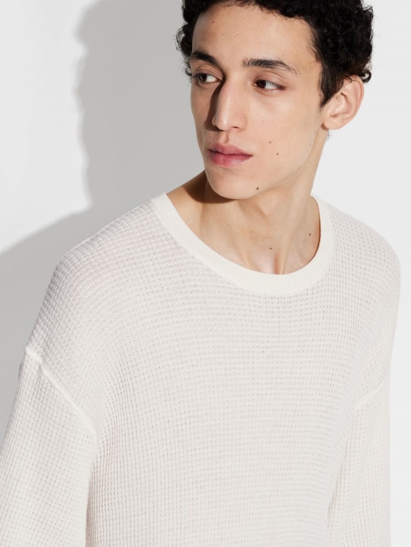 White Zegna The Elder Statesman Cotton And Cashmere T-shirt | AUJGXWD-92