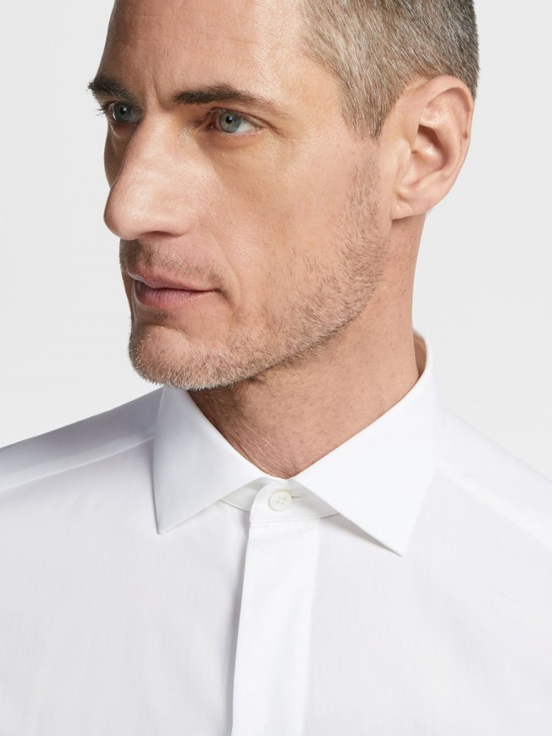 White Zegna Trofeo Silk Evening Shirt | VQIOUCE-98
