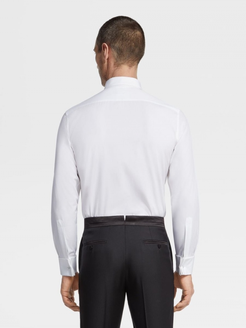 White Zegna Trofeo Silk Evening Shirt | VQIOUCE-98