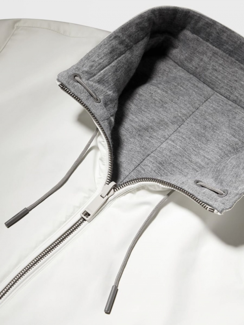 White / Grey Zegna Nylon Reversible Blouson | FJMDBHZ-37