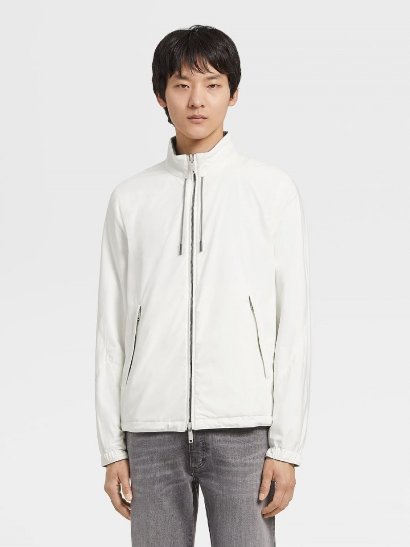 White / Grey Zegna Nylon Reversible Blouson | FJMDBHZ-37