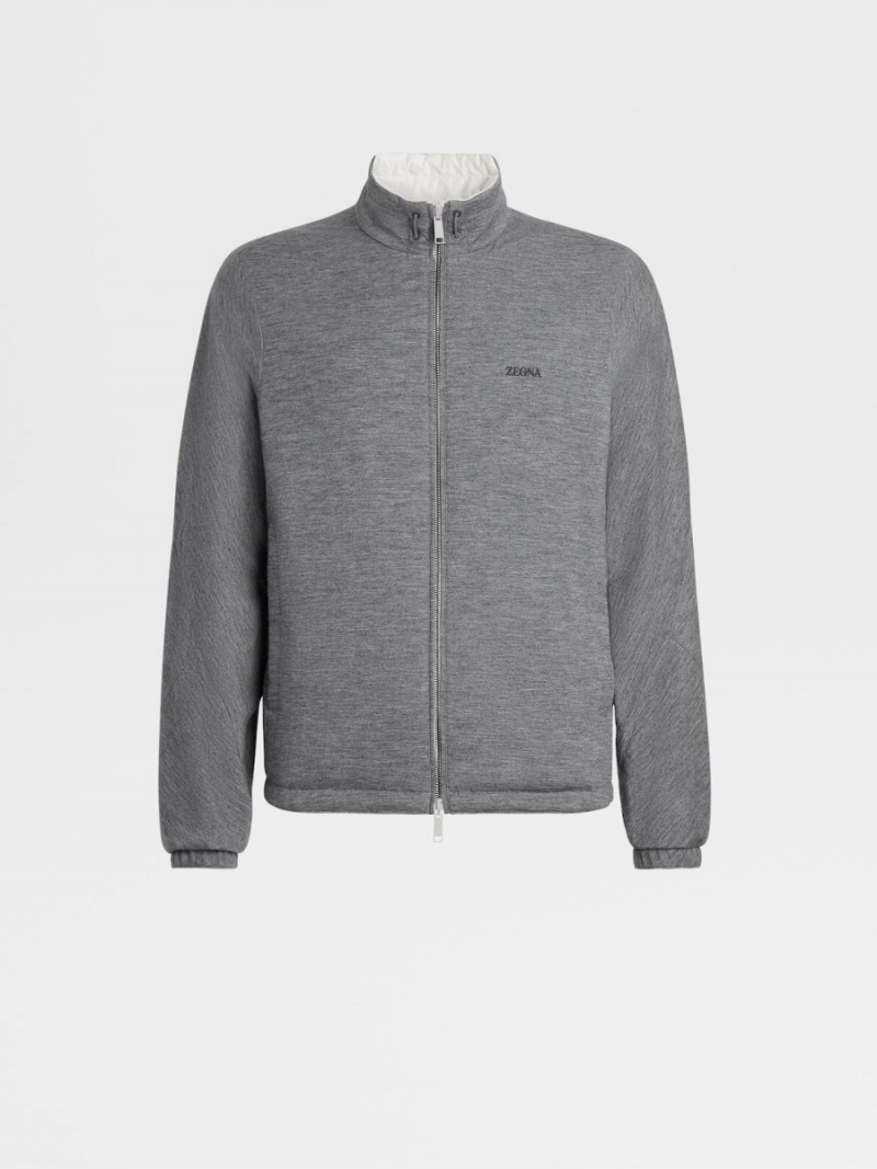 White / Grey Zegna Nylon Reversible Blouson | FJMDBHZ-37