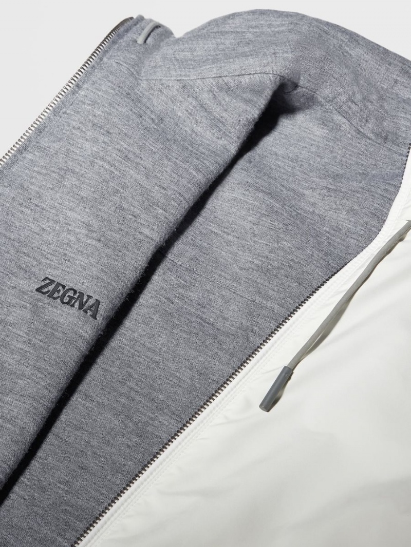White / Grey Zegna Nylon Reversible Vest | MNZHAOY-62