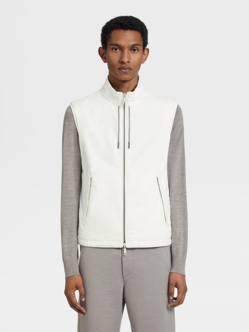 White / Grey Zegna Nylon Reversible Vest | MNZHAOY-62