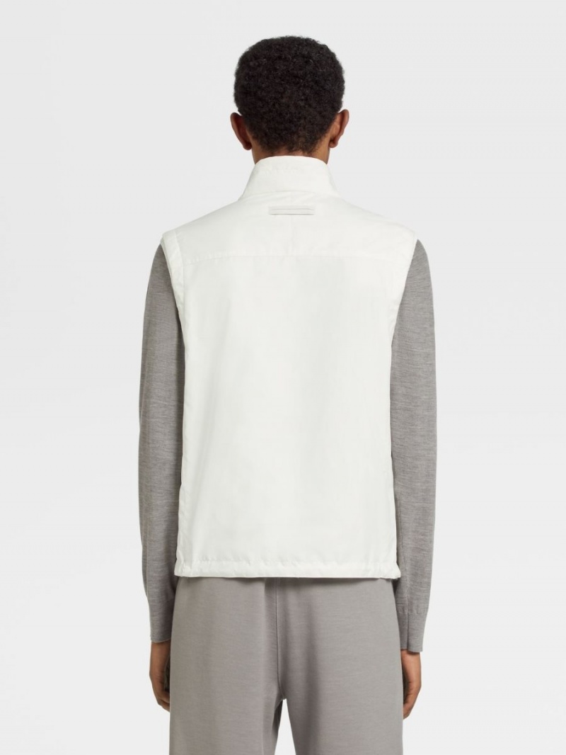 White / Grey Zegna Nylon Reversible Vest | MNZHAOY-62