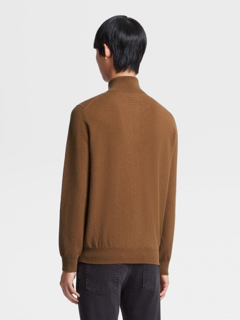Zegna Oasi Cashmere Zip Mock Neck Sweater | DUSXQJN-83